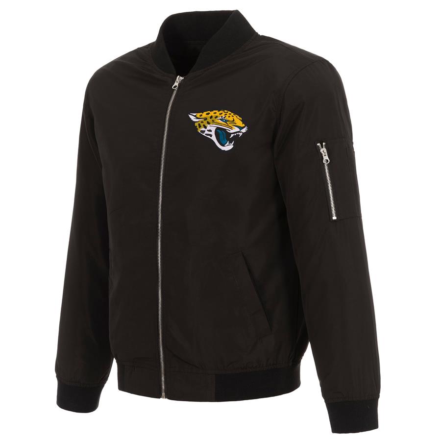 Jacksonville Jaguars NFL Pro Line by Fanatics Branded Nylon Full-Zip Bomber Jacket - Black