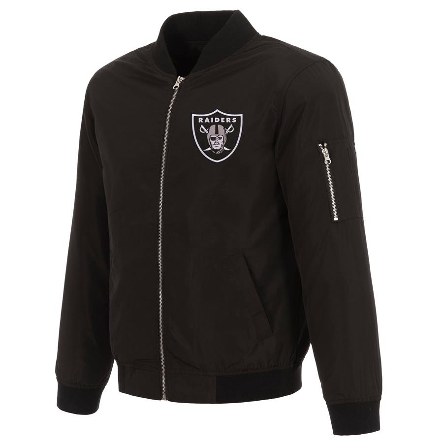 Las Vegas Raiders NFL Pro Line by Fanatics Branded Nylon Full-Zip Bomber Jacket - Black