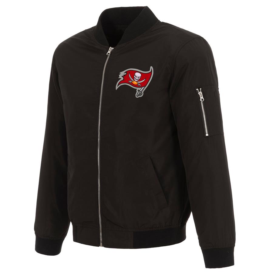 Tampa Bay Buccaneers NFL Pro Line by Fanatics Branded Nylon Full-Zip Bomber Jacket - Black