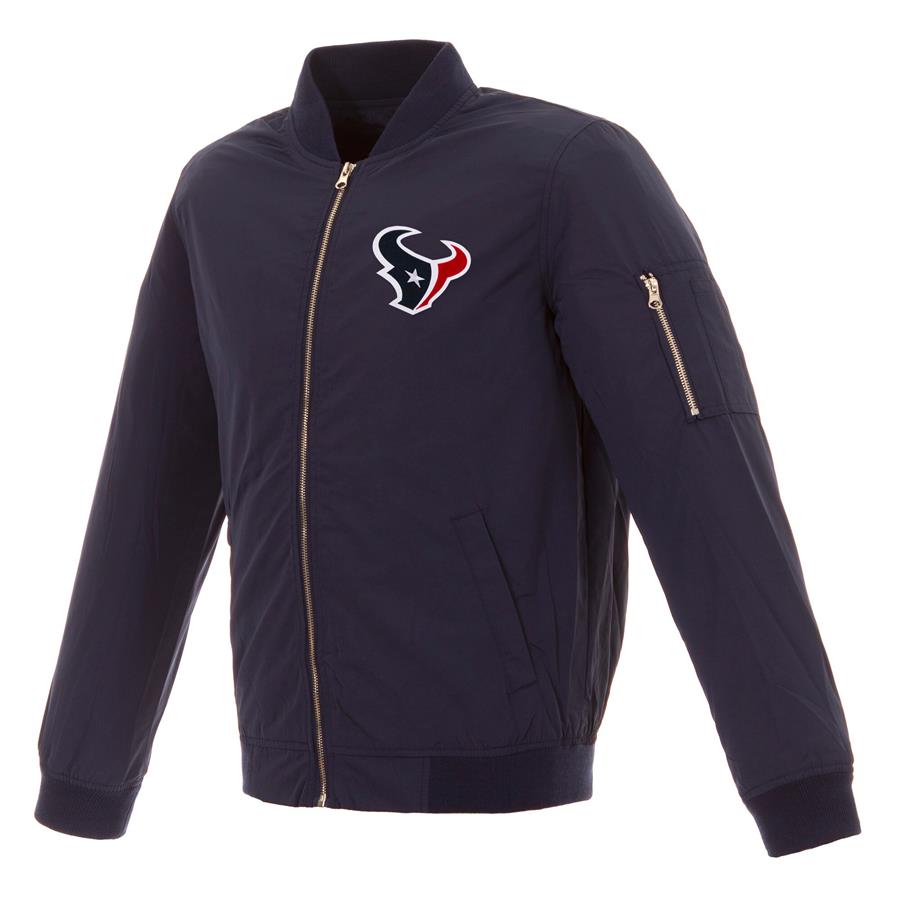 Houston Texans NFL Pro Line by Fanatics Branded Nylon Full-Zip Bomber Jacket - Navy