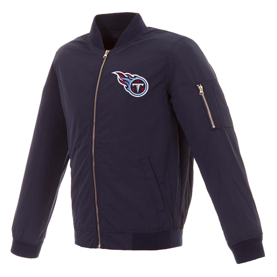 Tennessee Titans NFL Pro Line by Fanatics Branded Nylon Full-Zip Bomber Jacket - Navy