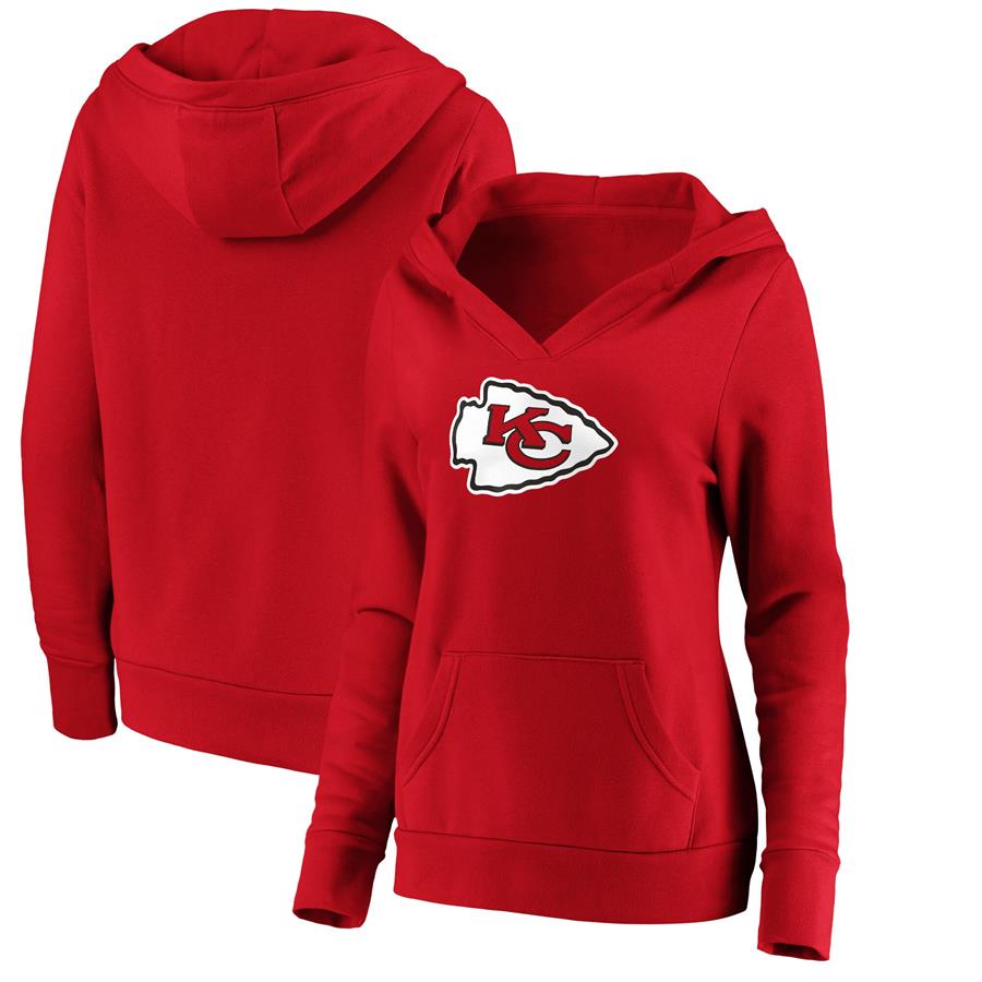 Kansas City Chiefs Fanatics Branded Women's Primary Team Logo V-Neck Pullover Hoodie - Red