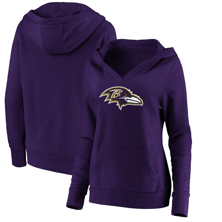 Baltimore Ravens Fanatics Branded Women's Primary Team Logo V-Neck Pullover Hoodie - Purple