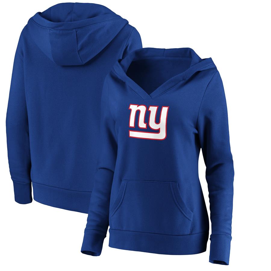 New York Giants Fanatics Branded Women's Primary Team Logo V-Neck Pullover Hoodie - Royal