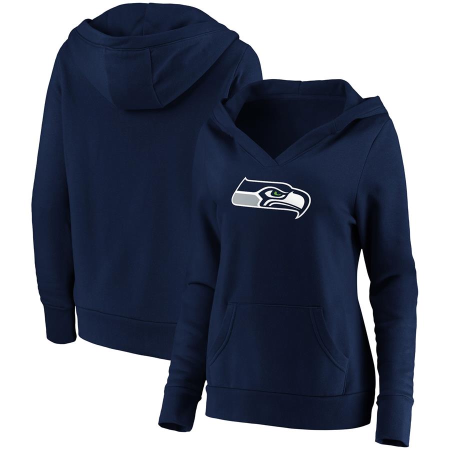Seattle Seahawks Fanatics Branded Women's Primary Team Logo V-Neck Pullover Hoodie - College Navy