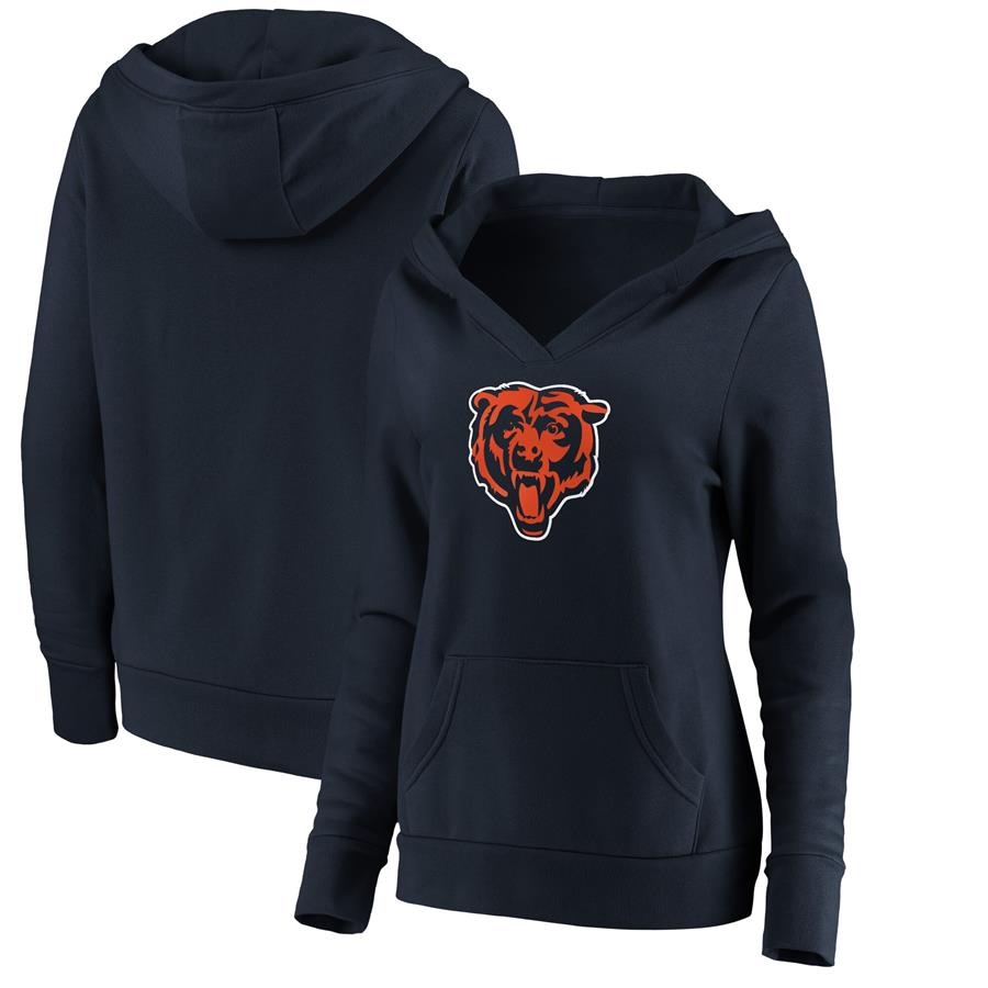 Chicago Bears Fanatics Branded Women's Primary Team Logo V-Neck Pullover Hoodie - Navy