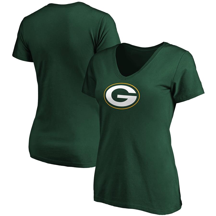 Green Bay Packers Fanatics Branded Women's Primary Logo V-Neck T-Shirt - Green