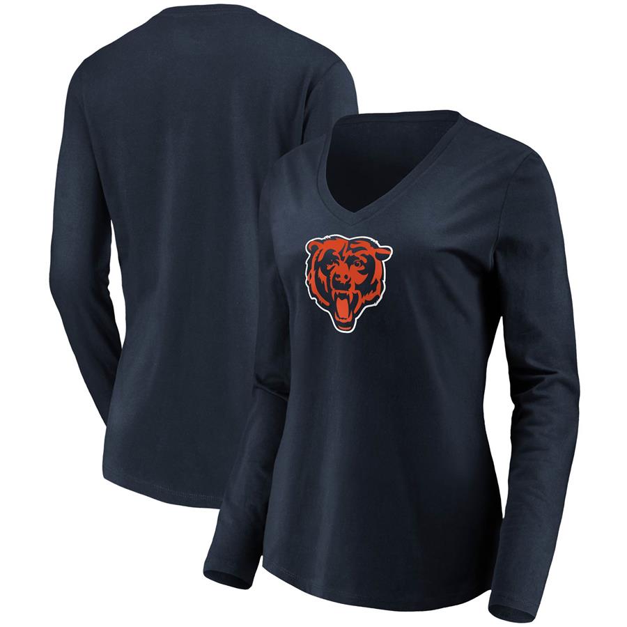 Chicago Bears Fanatics Branded Women's Primary Logo Long Sleeve V-Neck T-Shirt - Navy