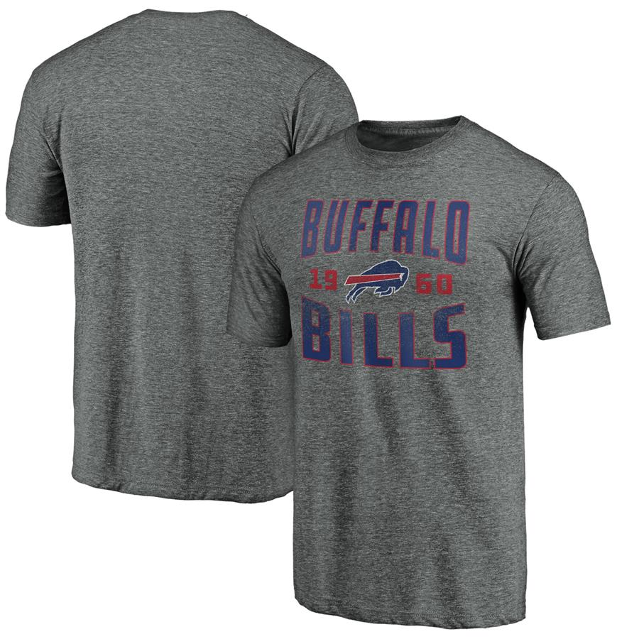 Buffalo Bills Fanatics Branded Antique Stack Throwback Tri-Blend T-Shirt - Heathered Charcoal