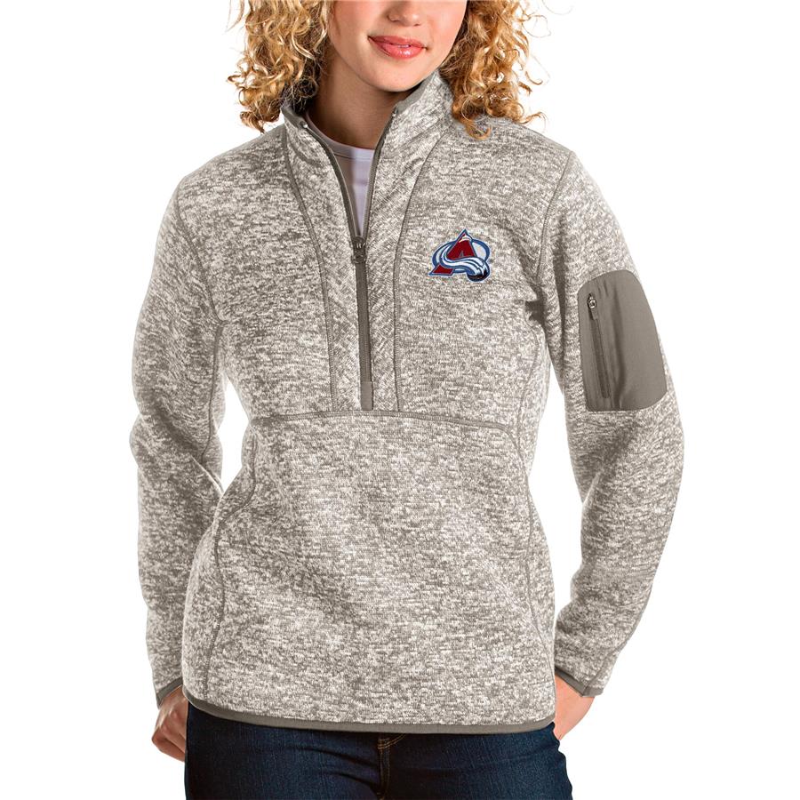 Colorado Avalanche Antigua Women's Fortune Half-Zip Pullover Jacket - Oatmeal