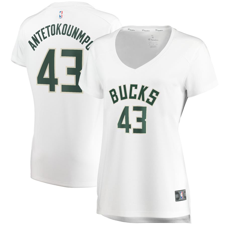 Thanasis Antetokounmpo Milwaukee Bucks Fanatics Branded Women's Fast Break Replica Player Jersey - Association Edition - White