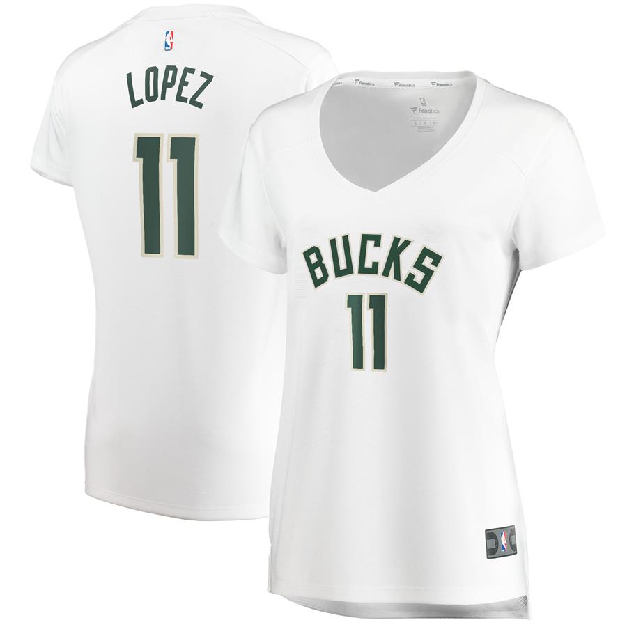 Brook Lopez Milwaukee Bucks Fanatics Branded Women's Fast Break Replica Player Jersey - Association Edition - White