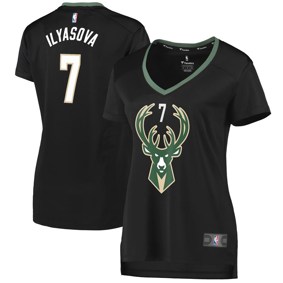 Ersan Ilyasova Milwaukee Bucks Fanatics Branded Women's Fast Break Replica Player Jersey - Statement Edition - Black