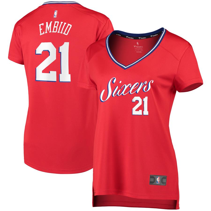 Joel Embiid Philadelphia 76ers Fanatics Branded Women's Fast Break Replica Player Jersey - Statement Edition - Red