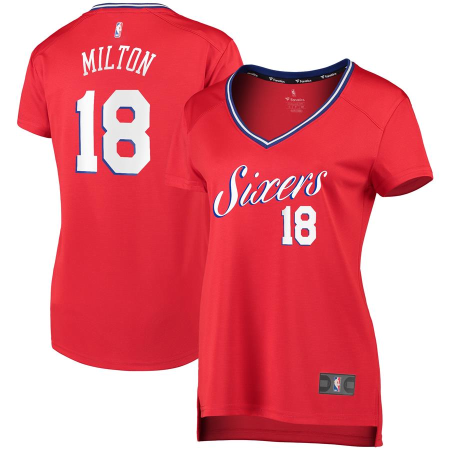 Shake Milton Philadelphia 76ers Fanatics Branded Women's Fast Break Replica Player Jersey - Statement Edition - Red
