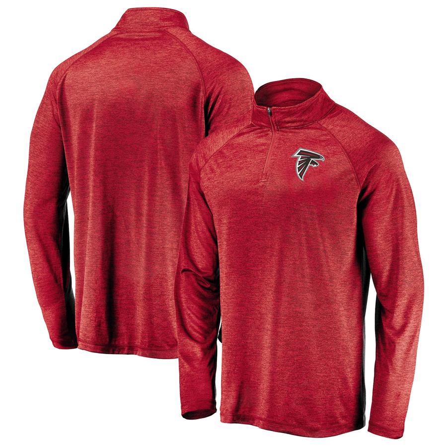 Atlanta Falcons Fanatics Branded Striated Primary Logo Raglan Quarter-Zip Pullover Jacket - Red