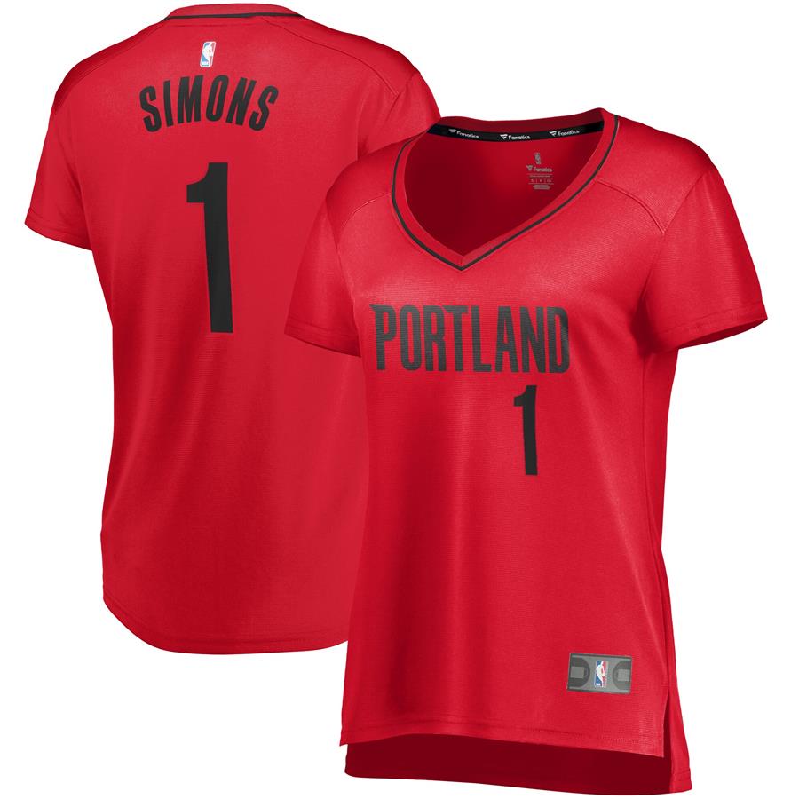 Anfernee Simons Portland Trail Blazers Fanatics Branded Women's Fast Break Player Jersey - Statement Edition - Red