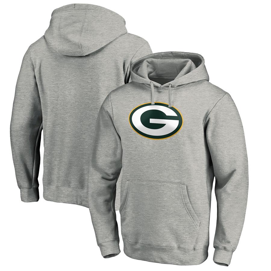 Green Bay Packers Fanatics Branded Team Logo Pullover Hoodie - Heathered Gray