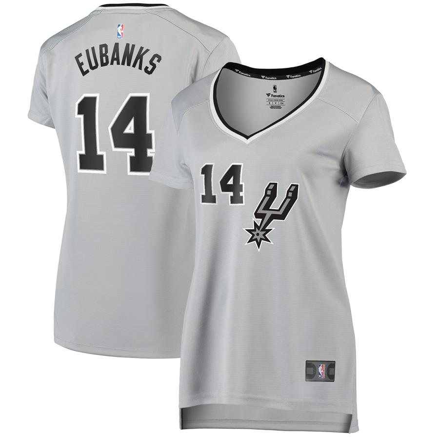 Drew Eubanks San Antonio Spurs Fanatics Branded Women's Fast Break Replica Player Jersey - Statement Edition - Silver