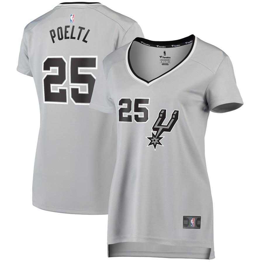 Jakob Poeltl San Antonio Spurs Fanatics Branded Women's Fast Break Replica Player Jersey - Statement Edition - Silver