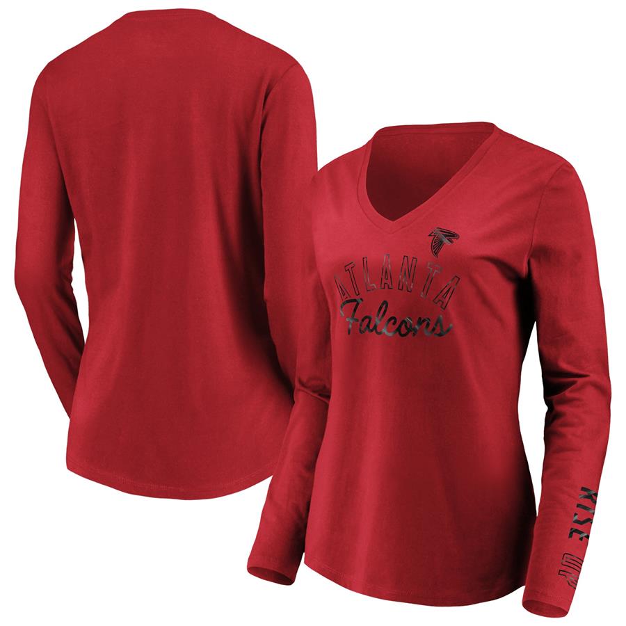 Atlanta Falcons Fanatics Branded Women's Iconic All Out Glitz V-Neck Long Sleeve T-Shirt - Red