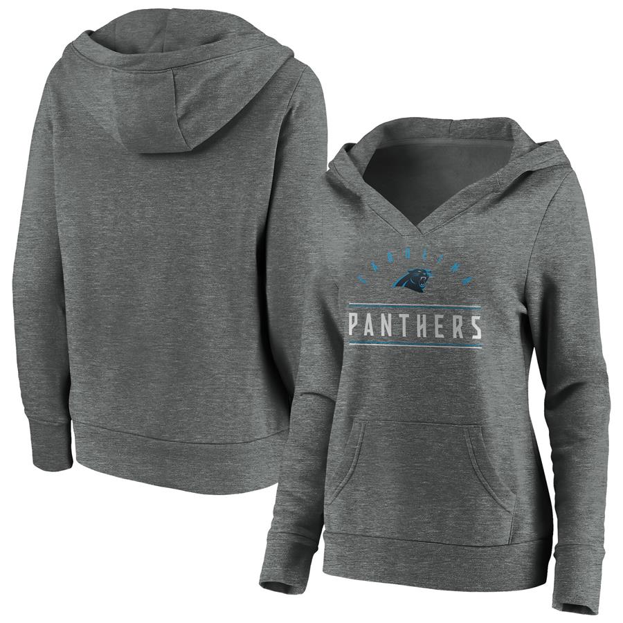 Carolina Panthers Fanatics Branded Women's Iconic League Leader V-Neck Pullover Hoodie - Heathered Gray