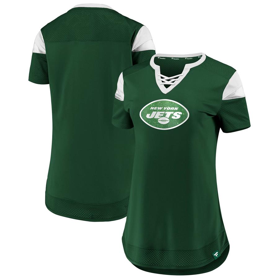 New York Jets Fanatics Branded Women's Draft Me Lace-Up T-Shirt - Green