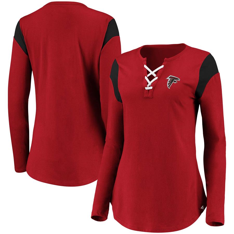 Atlanta Falcons Fanatics Branded Women's Iconic Lace-Up Long Sleeve T-Shirt - Red