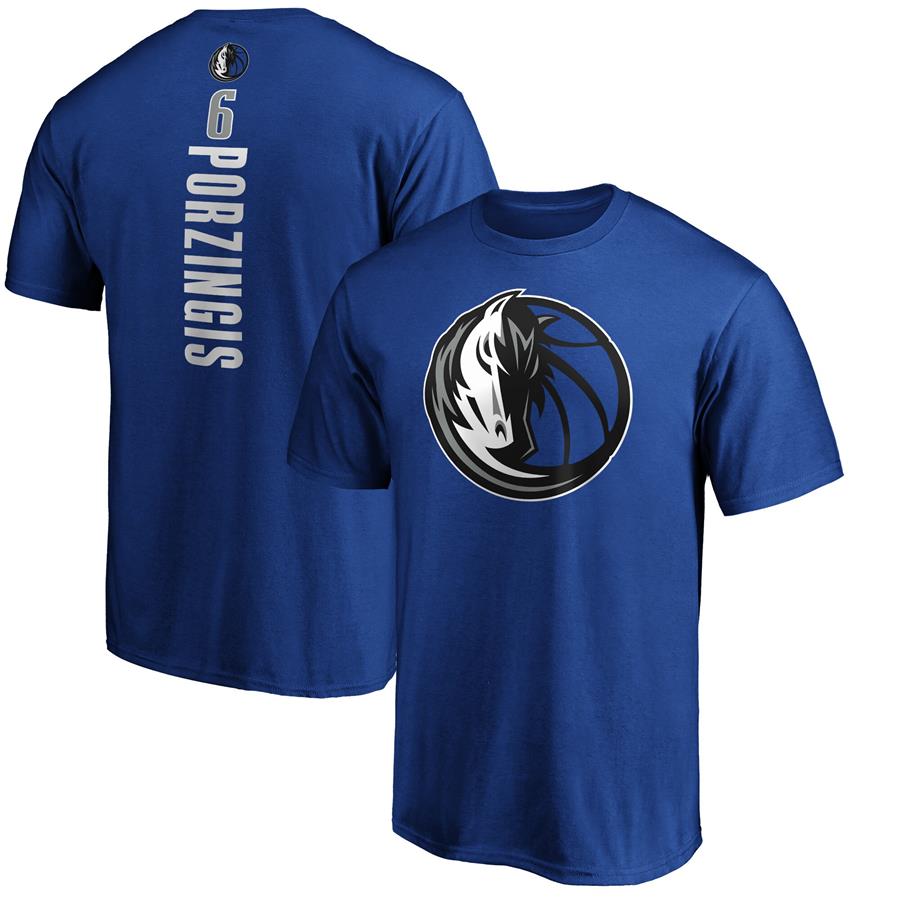 Kristaps Porzingis Dallas Mavericks Fanatics Branded Playmaker Name & Number T-Shirt - Blue