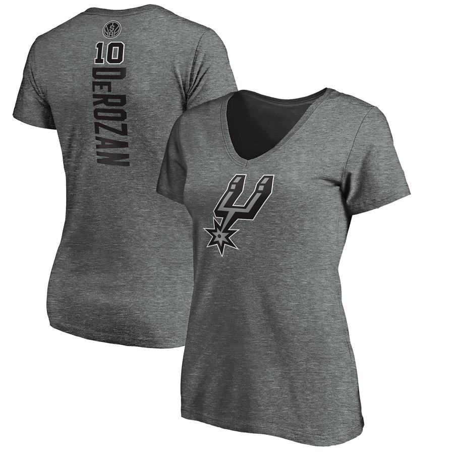 DeMar DeRozan San Antonio Spurs Fanatics Branded Women's Playmaker Name & Number T-Shirt - Heathered Gray