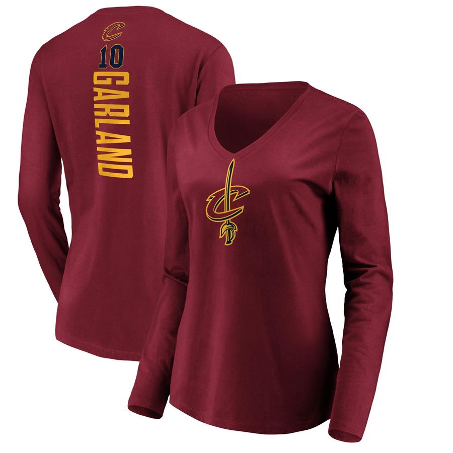 Darius Garland Cleveland Cavaliers Fanatics Branded Women's Playmaker Name & Number Long Sleeve T-Shirt - Wine