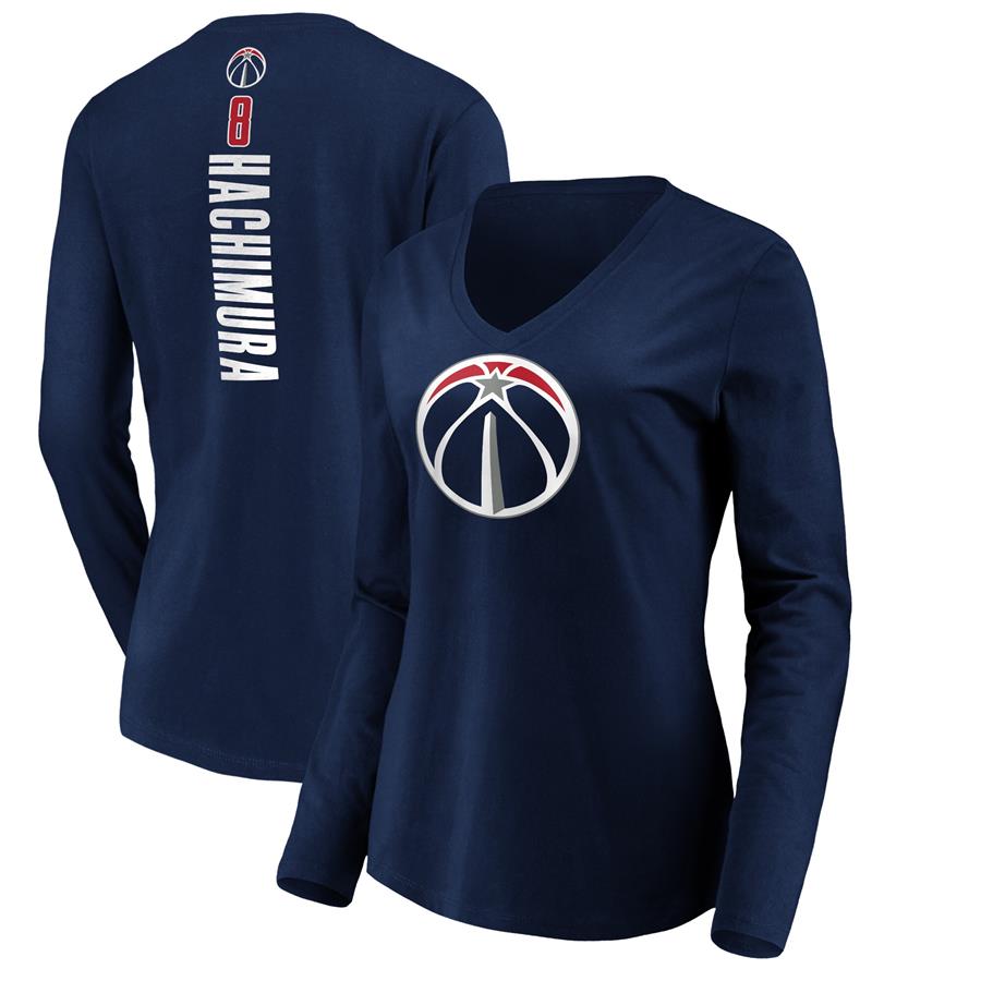 Rui Hachimura Washington Wizards Fanatics Branded Women's Playmaker Name & Number Long Sleeve T-Shirt - Navy