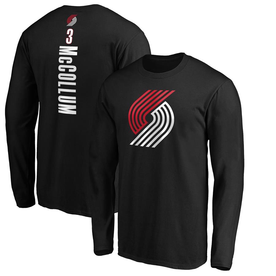 C.J. McCollum Portland Trail Blazers Fanatics Branded Playmaker Name & Number Long Sleeve T-Shirt - Black