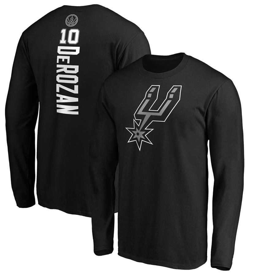DeMar DeRozan San Antonio Spurs Fanatics Branded Playmaker Name & Number Long Sleeve T-Shirt - Black