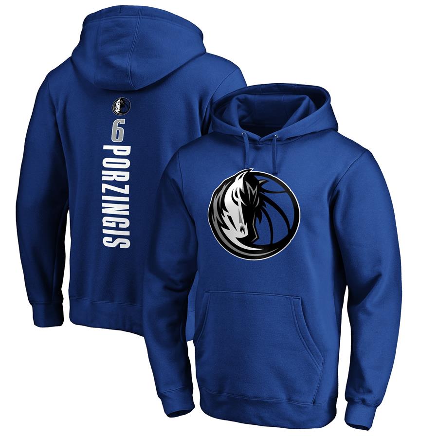 Kristaps Porzingis Dallas Mavericks Fanatics Branded Playmaker Name & Number Pullover Hoodie - Blue