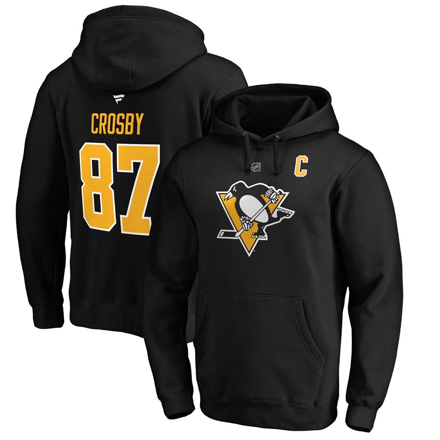 Sidney Crosby Pittsburgh Penguins Fanatics Branded Authentic Stack Player Name & Number Pullover Hoodie - Black