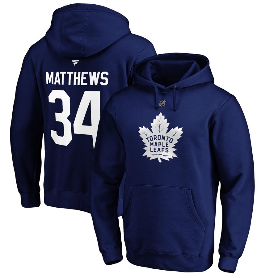 Auston Matthews Toronto Maple Leafs Fanatics Branded Authentic Stack Player Name & Number Pullover Hoodie - Blue