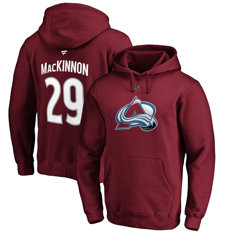 Nathan MacKinnon Colorado Avalanche Fanatics Branded Authentic Stack Player Name & Number Pullover Hoodie - Burgundy