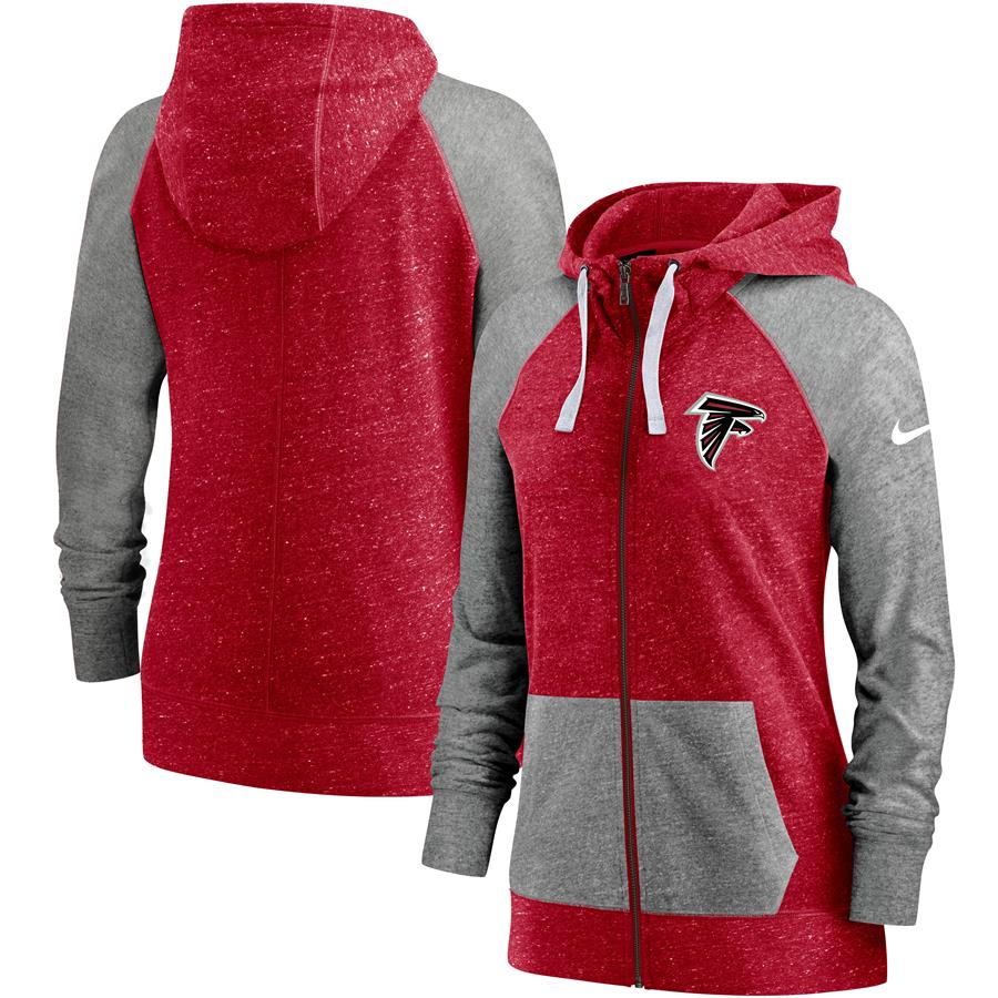 Atlanta Falcons Nike Women's Gym Vintage Full-Zip Hoodie - Heathered Red
