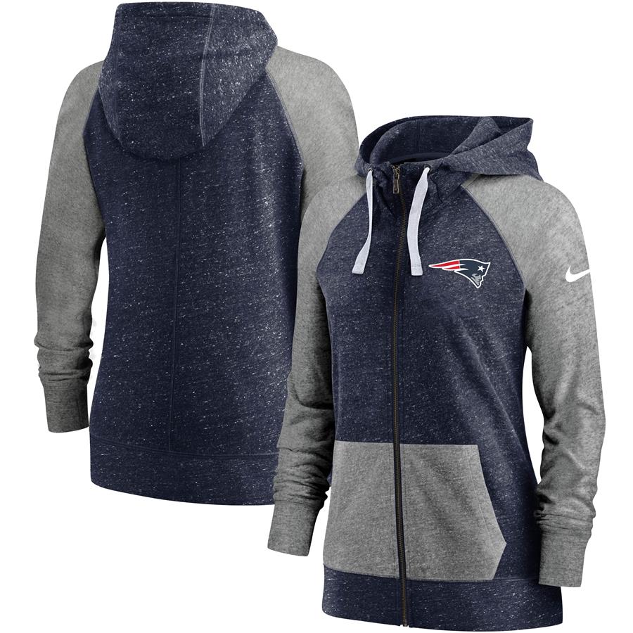 New England Patriots Nike Women's Gym Vintage Full-Zip Hoodie - Heathered Navy