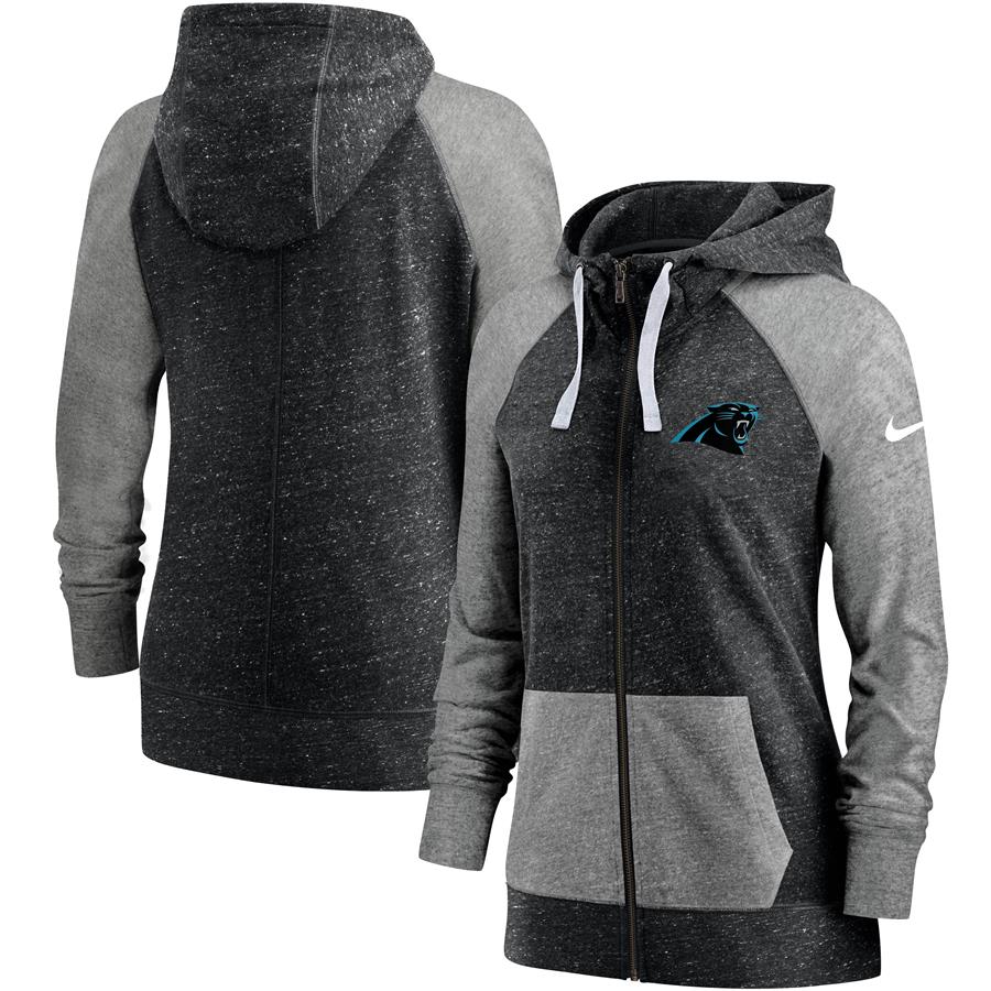 Carolina Panthers Nike Women's Gym Vintage Full-Zip Hoodie - Heathered Black