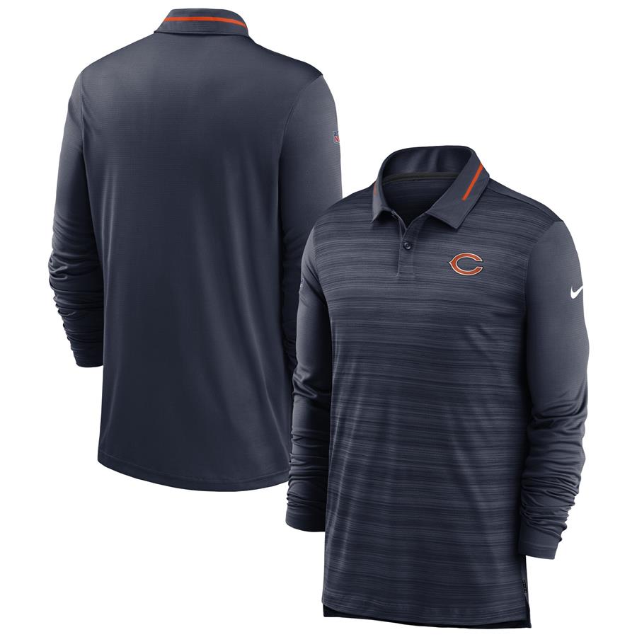 Chicago Bears Nike Sideline Performance Long Sleeve Polo - Heathered Navy
