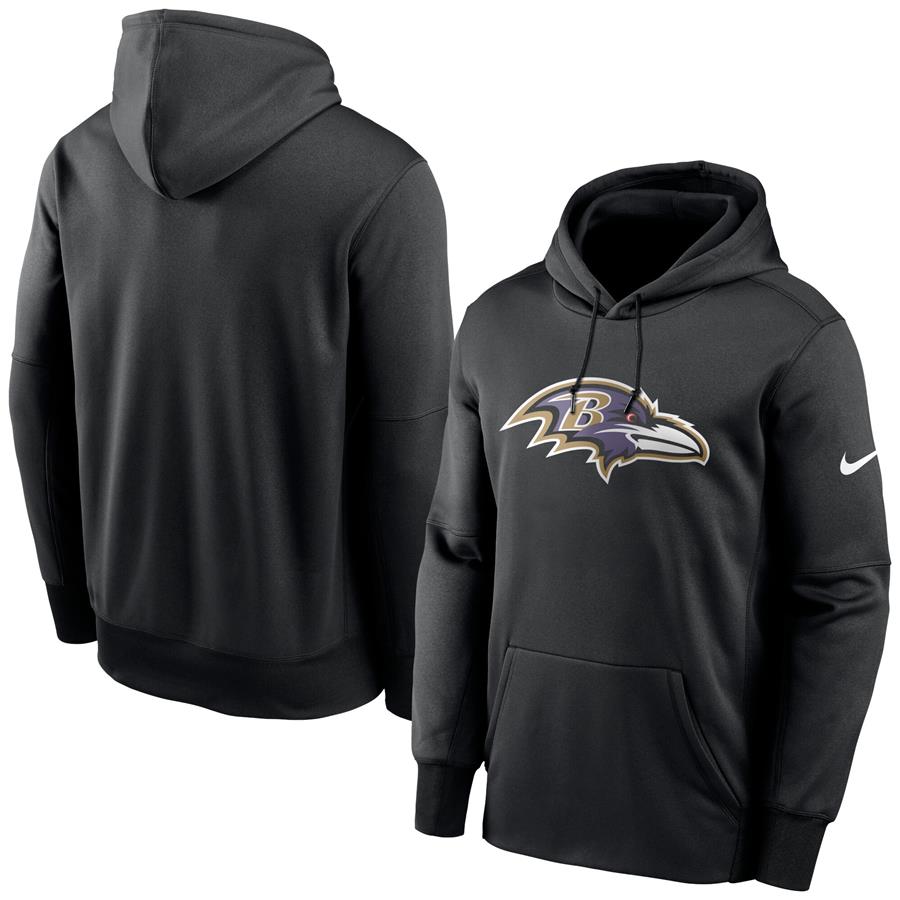 Baltimore Ravens Nike Fan Gear Primary Logo Therma Performance Pullover Hoodie - Black