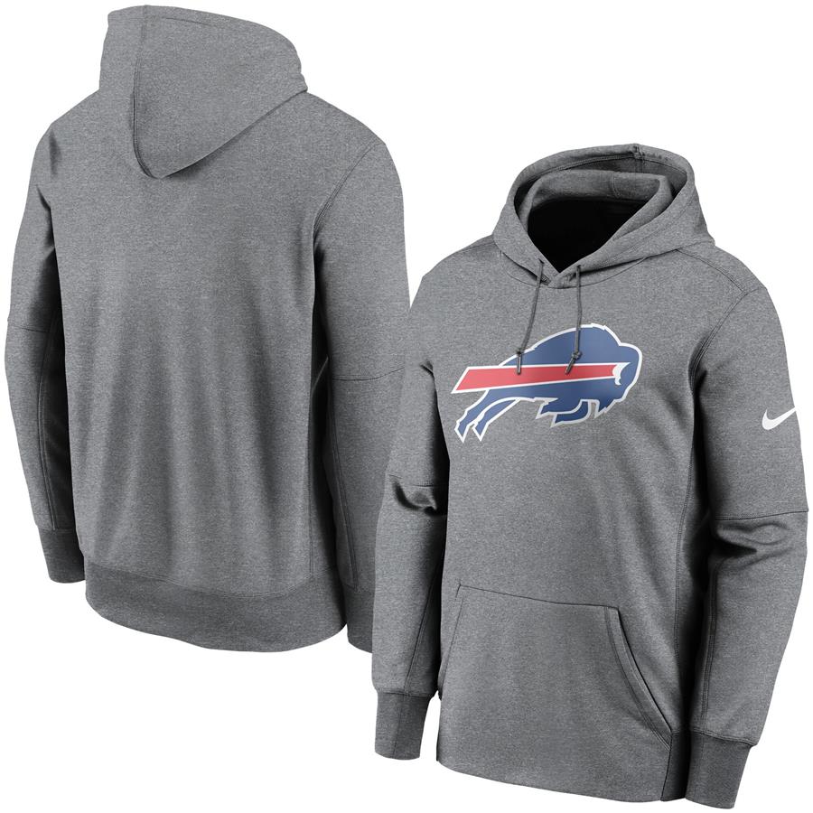 Buffalo Bills Nike Fan Gear Primary Logo Therma Performance Pullover Hoodie - Heathered Charcoal