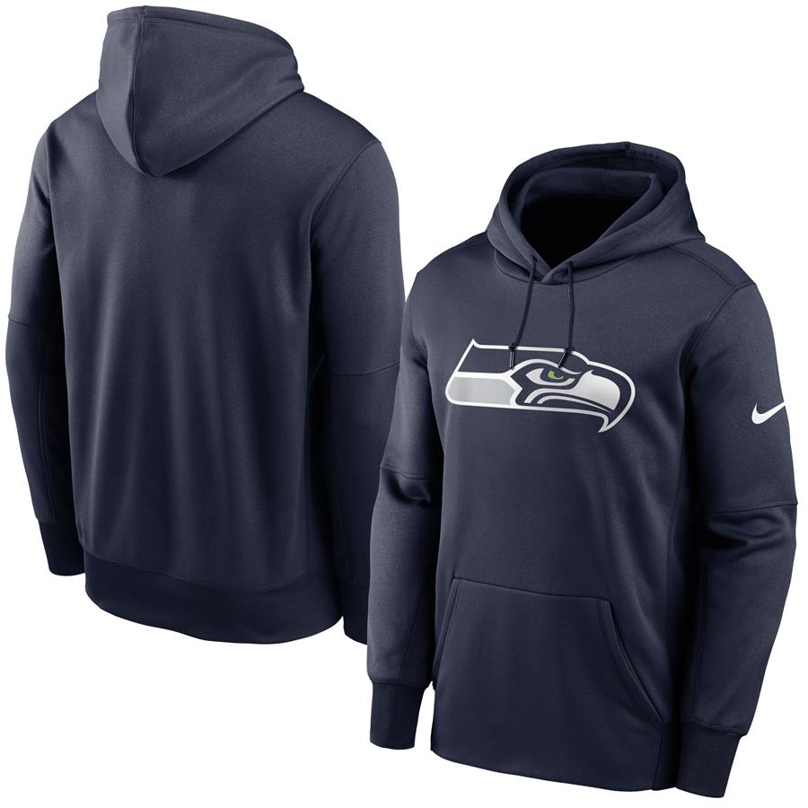 Seattle Seahawks Nike Fan Gear Primary Logo Therma Performance Pullover Hoodie - College Navy
