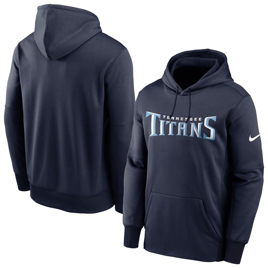 Tennessee Titans Nike Fan Gear Wordmark Performance Pullover Hoodie - Navy