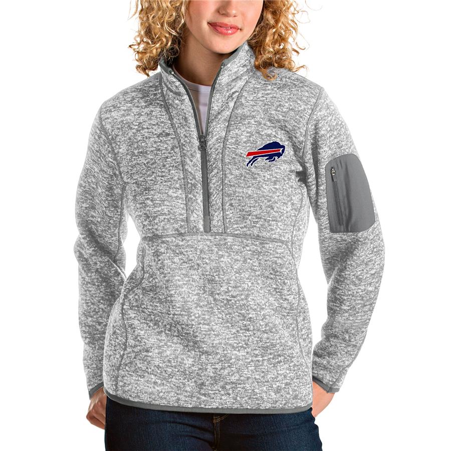 Buffalo Bills Antigua Women's Fortune Half-Zip Pullover Jacket - Gray