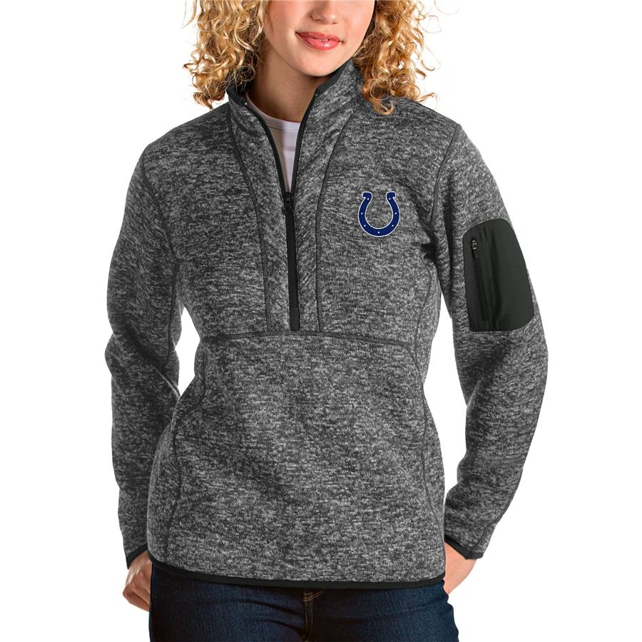 Indianapolis Colts Antigua Women's Fortune Half-Zip Pullover Jacket - Charcoal