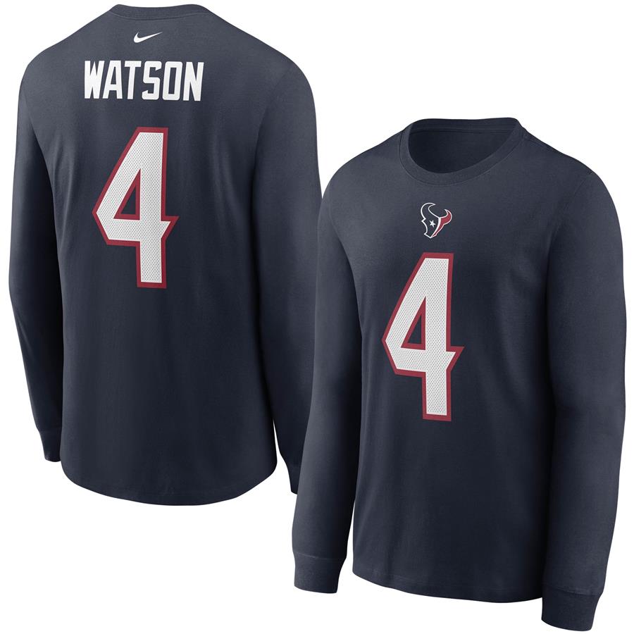 Deshaun Watson Houston Texans Nike Player Name & Number Long Sleeve T-Shirt - Navy