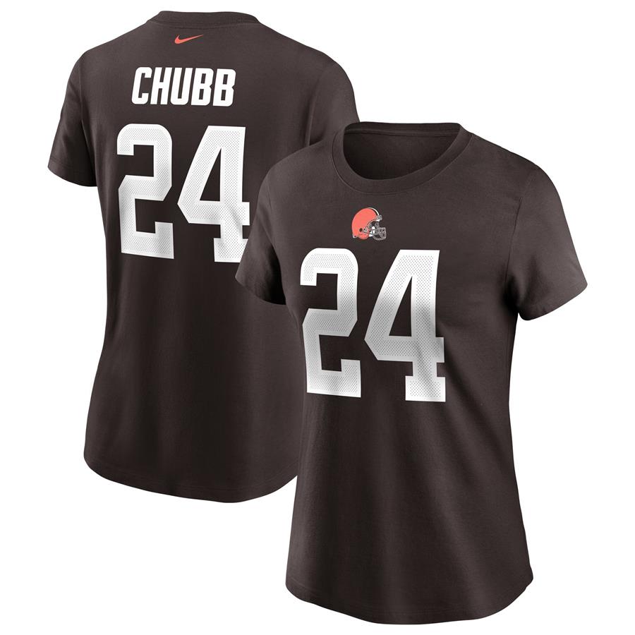 Nick Chubb Cleveland Browns Nike Women's Name & Number T-Shirt - Brown